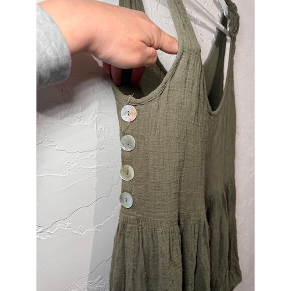 Princess Polly army green gauzy button flowy tank top womens 2 fairy cottagecore - Picture 2 of 9